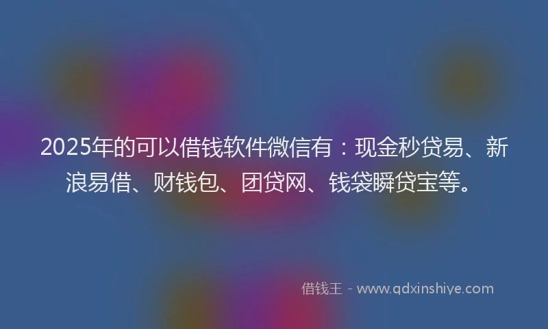 2025年的可以借钱软件微信有：现金秒贷易、新浪易借、财钱包、团贷网、钱袋瞬贷宝等。