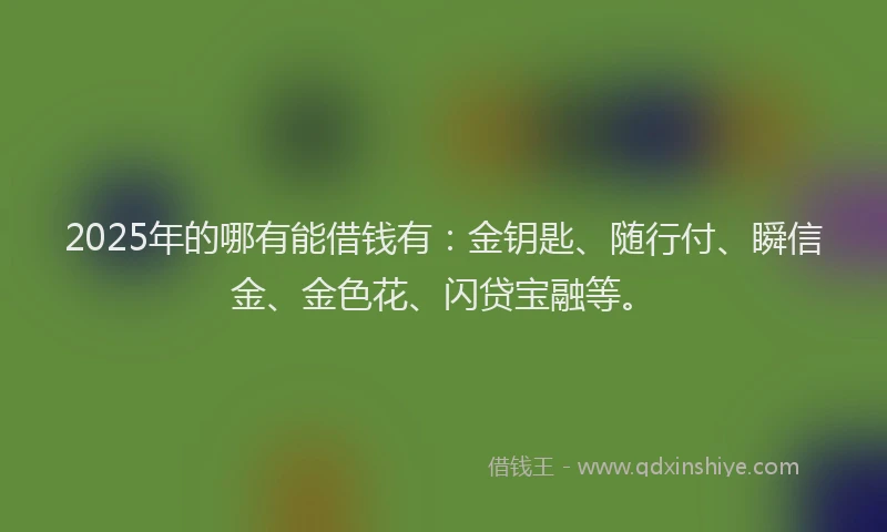 2025年的哪有能借钱有：金钥匙、随行付、瞬信金、金色花、闪贷宝融等。