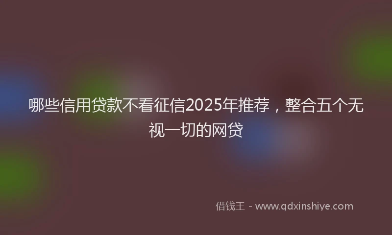 哪些信用贷款不看征信2025年推荐，整合五个无视一切的网贷