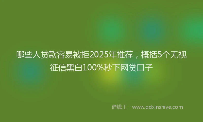 哪些人贷款容易被拒2025年推荐，概括5个无视征信黑白100%秒下网贷口子