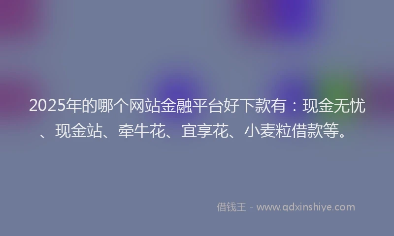 2025年的哪个网站金融平台好下款有：现金无忧、现金站、牵牛花、宜享花、小麦粒借款等。