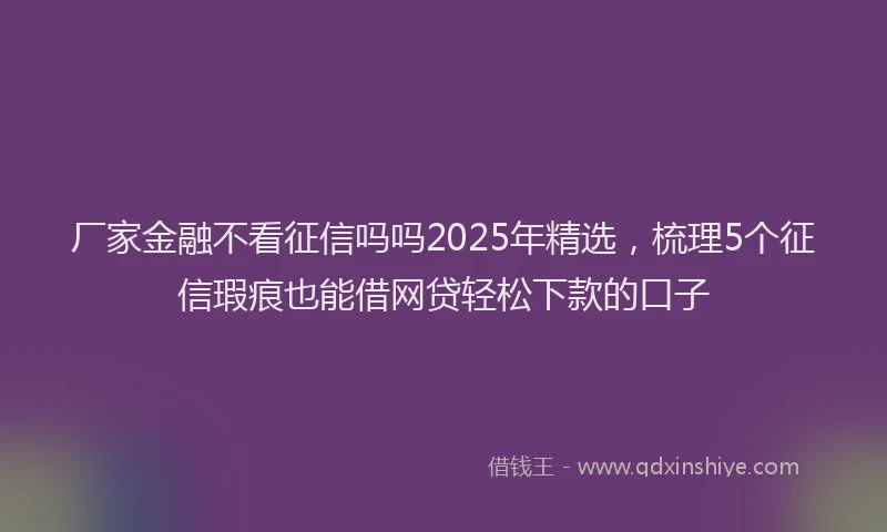厂家金融不看征信吗吗2025年精选，梳理5个征信瑕疵也能借网贷轻松下款的口子
