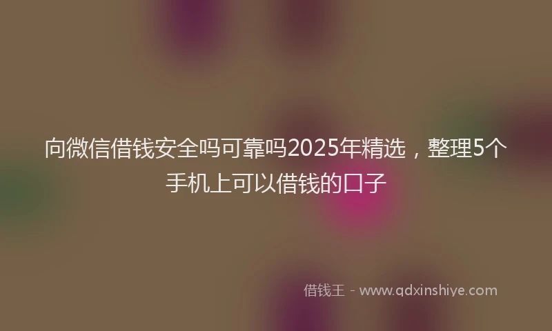 向微信借钱安全吗可靠吗2025年精选，整理5个手机上可以借钱的口子