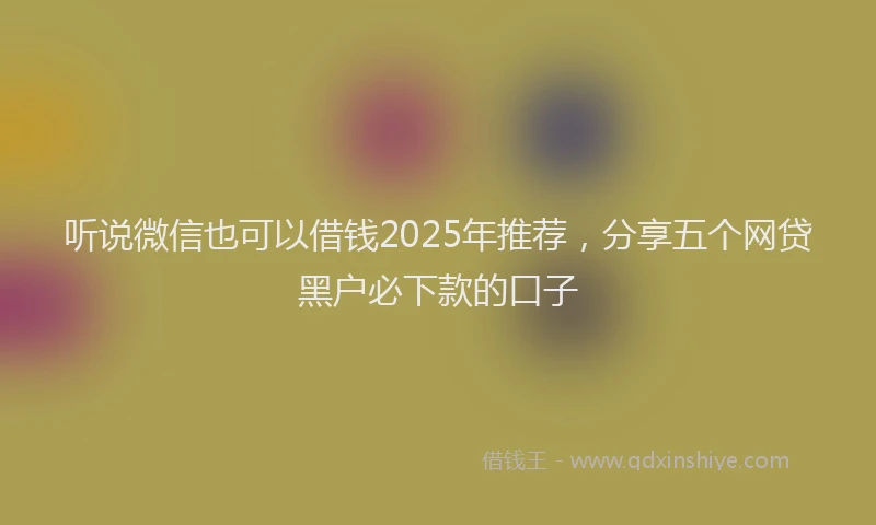 听说微信也可以借钱2025年推荐，分享五个网贷黑户必下款的口子