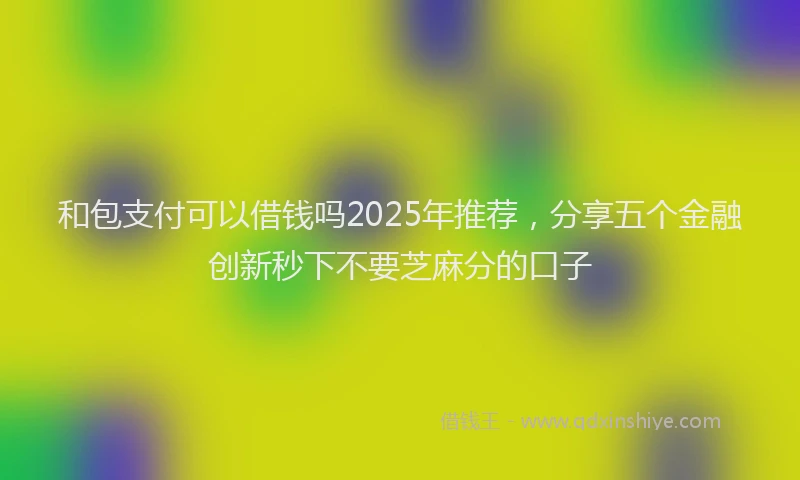 和包支付可以借钱吗2025年推荐，分享五个金融创新秒下不要芝麻分的口子