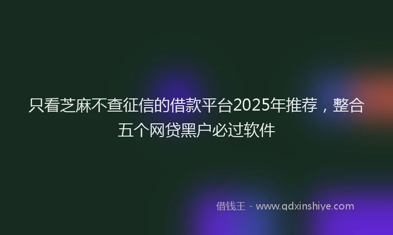 只看芝麻不查征信的借款平台2025年推荐，整合五个网贷黑户必过软件