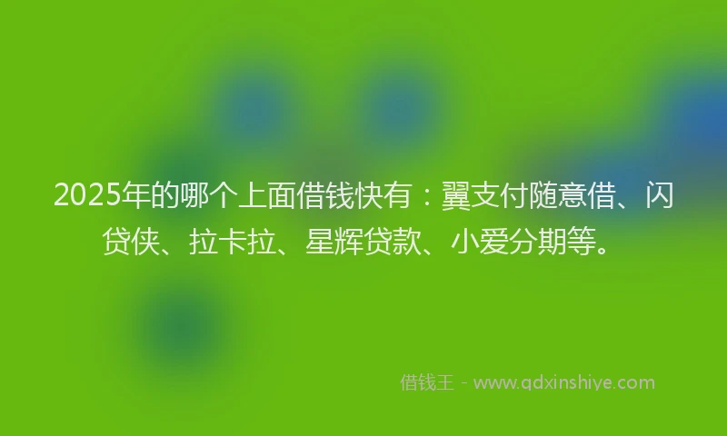 2025年的哪个上面借钱快有：翼支付随意借、闪贷侠、拉卡拉、星辉贷款、小爱分期等。