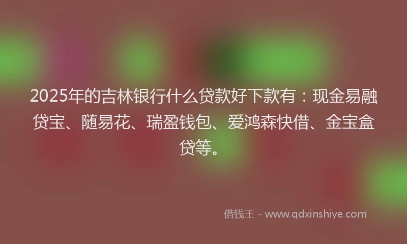 2025年的吉林银行什么贷款好下款有：现金易融贷宝、随易花、瑞盈钱包、爱鸿森快借、金宝盒贷等。