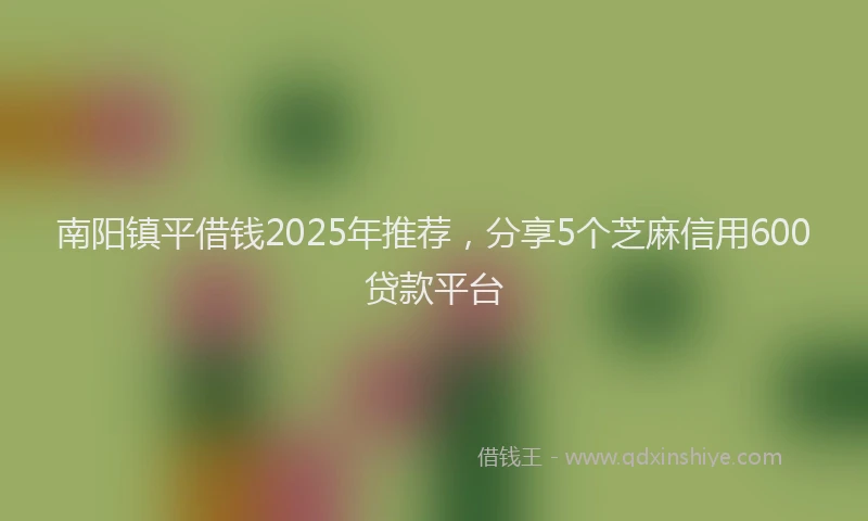 南阳镇平借钱2025年推荐，分享5个芝麻信用600贷款平台