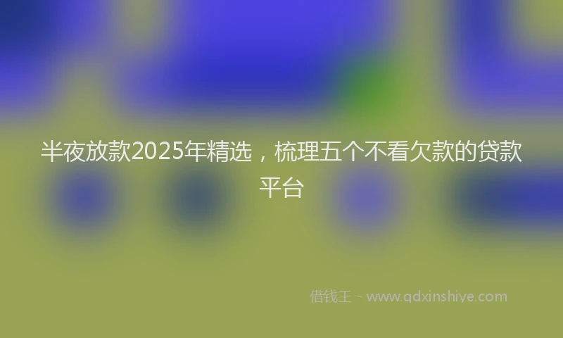 半夜放款2025年精选，梳理五个不看欠款的贷款平台