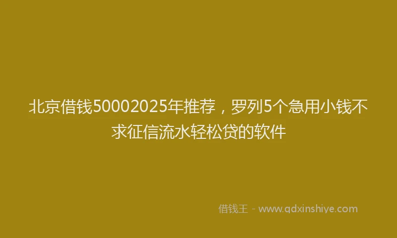 北京借钱50002025年推荐，罗列5个急用小钱不求征信流水轻松贷的软件