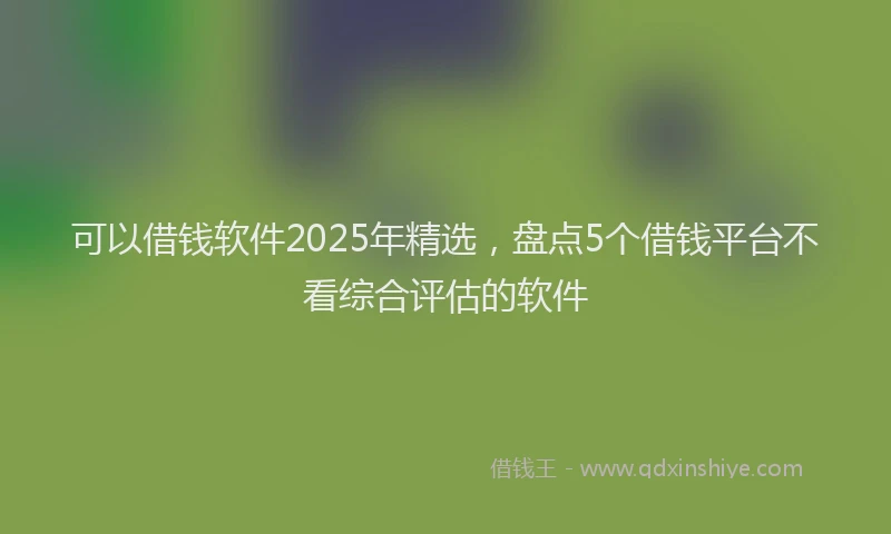 可以借钱软件2025年精选，盘点5个借钱平台不看综合评估的软件