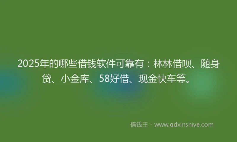 2025年的哪些借钱软件可靠有：林林借呗、随身贷、小金库、58好借、现金快车等。