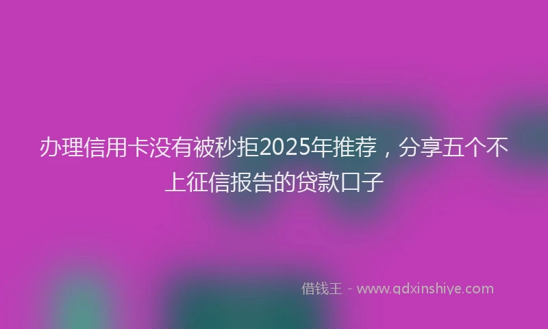 办理信用卡没有被秒拒2025年推荐，分享五个不上征信报告的贷款口子