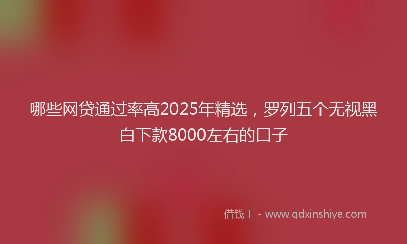 哪些网贷通过率高2025年精选，罗列五个无视黑白下款8000左右的口子