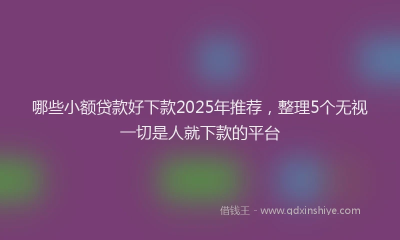 哪些小额贷款好下款2025年推荐，整理5个无视一切是人就下款的平台
