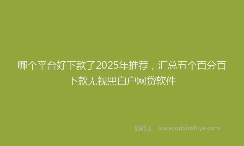 哪个平台好下款了2025年推荐，汇总五个百分百下款无视黑白户网贷软件