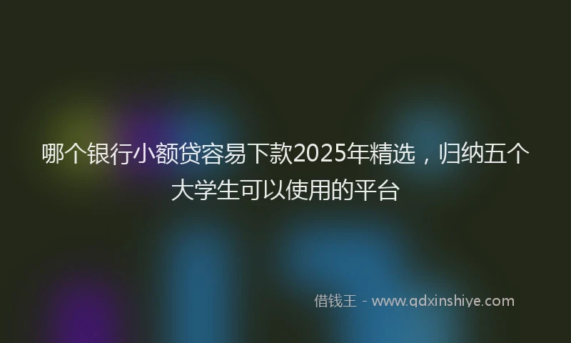 哪个银行小额贷容易下款2025年精选，归纳五个大学生可以使用的平台