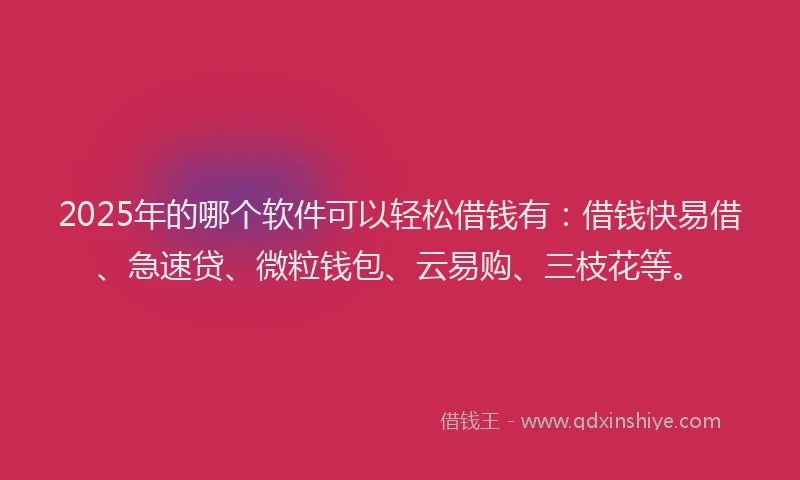 2025年的哪个软件可以轻松借钱有：借钱快易借、急速贷、微粒钱包、云易购、三枝花等。