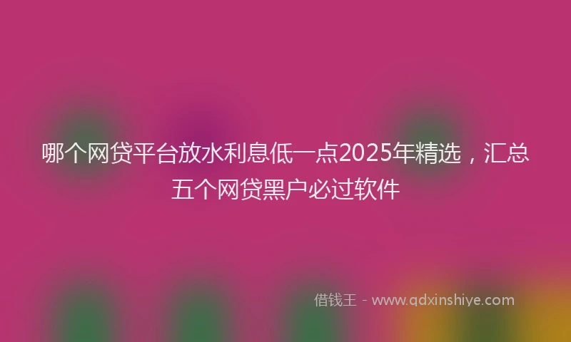 哪个网贷平台放水利息低一点2025年精选，汇总五个网贷黑户必过软件