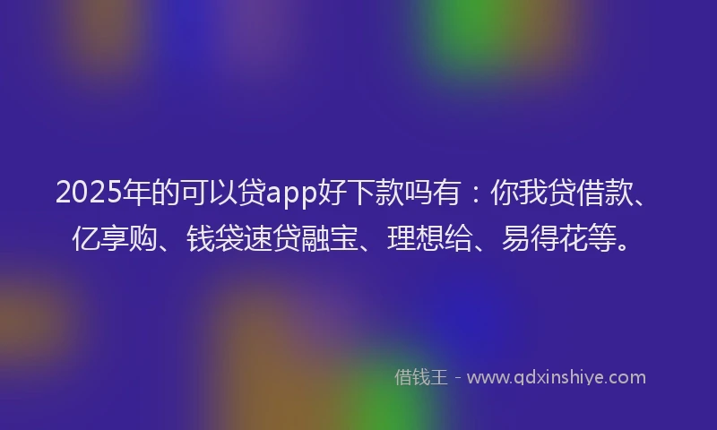 2025年的可以贷app好下款吗有：你我贷借款、亿享购、钱袋速贷融宝、理想给、易得花等。