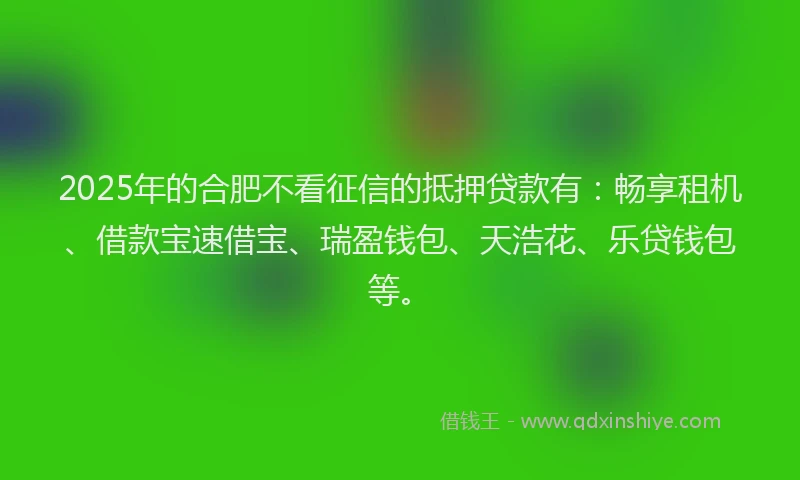 2025年的合肥不看征信的抵押贷款有：畅享租机、借款宝速借宝、瑞盈钱包、天浩花、乐贷钱包等。