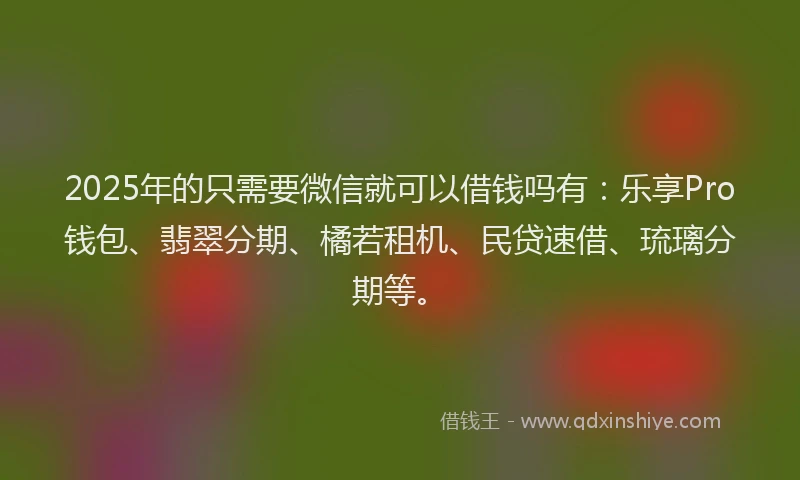 2025年的只需要微信就可以借钱吗有：乐享Pro钱包、翡翠分期、橘若租机、民贷速借、琉璃分期等。