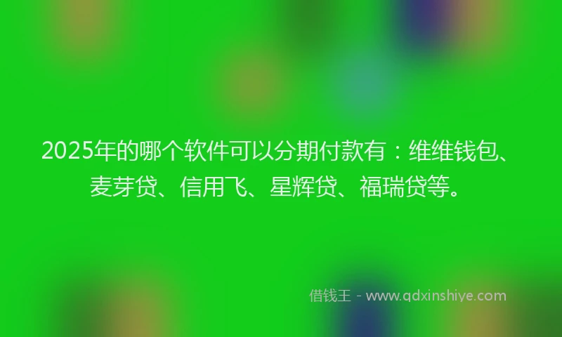 2025年的哪个软件可以分期付款有：维维钱包、麦芽贷、信用飞、星辉贷、福瑞贷等。
