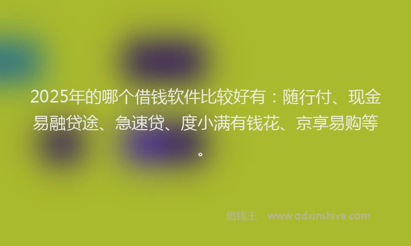 2025年的哪个借钱软件比较好有：随行付、现金易融贷途、急速贷、度小满有钱花、京享易购等。