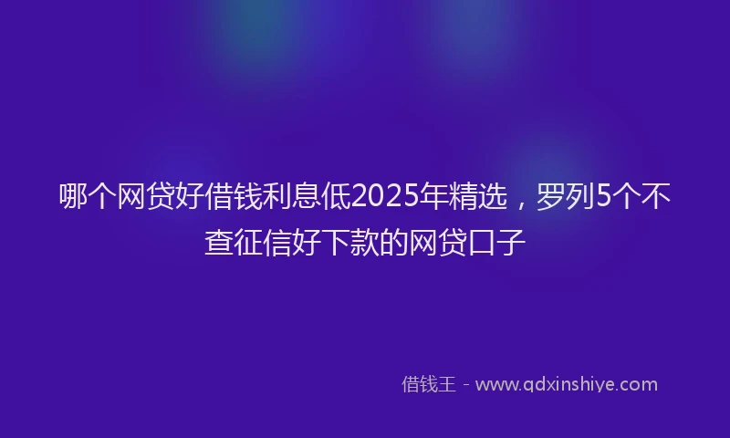 哪个网贷好借钱利息低2025年精选，罗列5个不查征信好下款的网贷口子