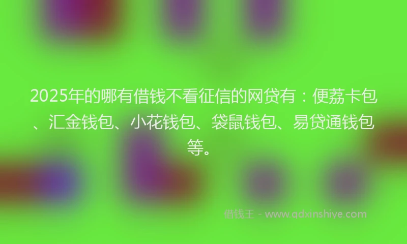 2025年的哪有借钱不看征信的网贷有：便荔卡包、汇金钱包、小花钱包、袋鼠钱包、易贷通钱包等。