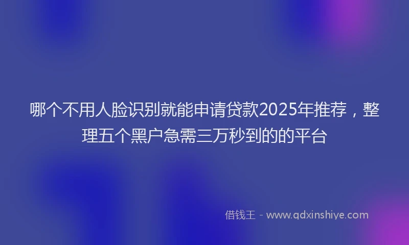 哪个不用人脸识别就能申请贷款2025年推荐，整理五个黑户急需三万秒到的的平台