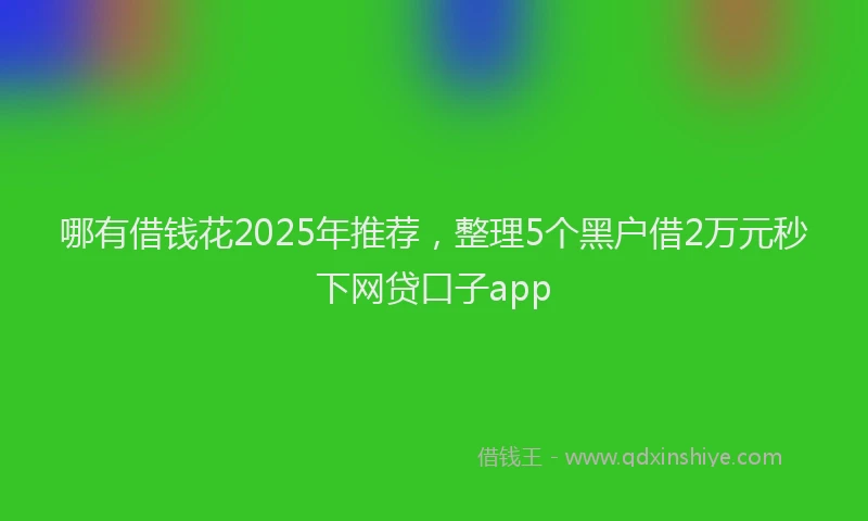 哪有借钱花2025年推荐，整理5个黑户借2万元秒下网贷口子app