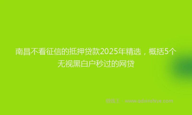 南昌不看征信的抵押贷款2025年精选，概括5个无视黑白户秒过的网贷