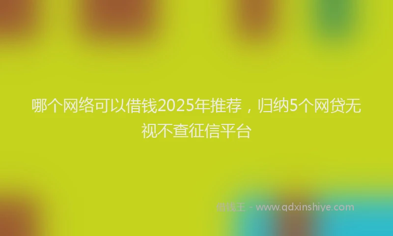 哪个网络可以借钱2025年推荐，归纳5个网贷无视不查征信平台