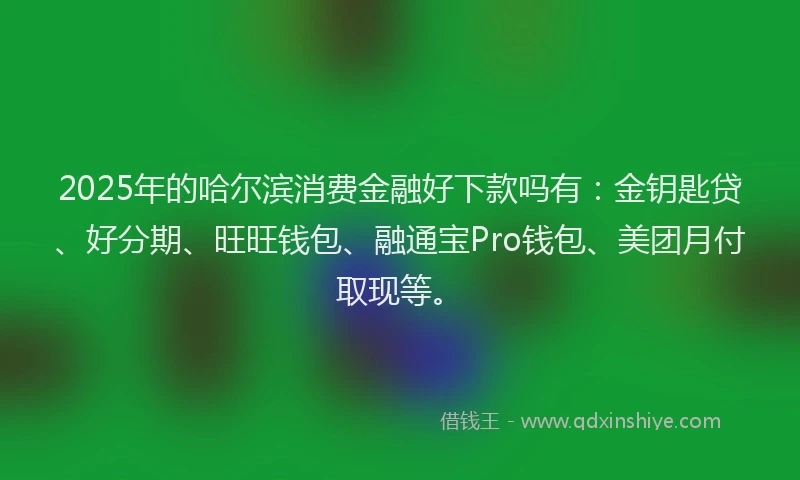 2025年的哈尔滨消费金融好下款吗有：金钥匙贷、好分期、旺旺钱包、融通宝Pro钱包、美团月付取现等。