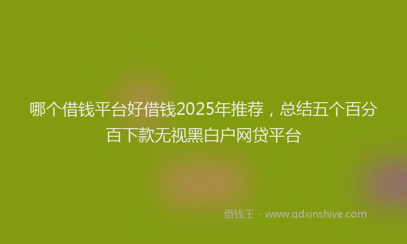 哪个借钱平台好借钱2025年推荐，总结五个百分百下款无视黑白户网贷平台