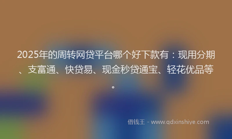 2025年的周转网贷平台哪个好下款有：现用分期、支富通、快贷易、现金秒贷通宝、轻花优品等。