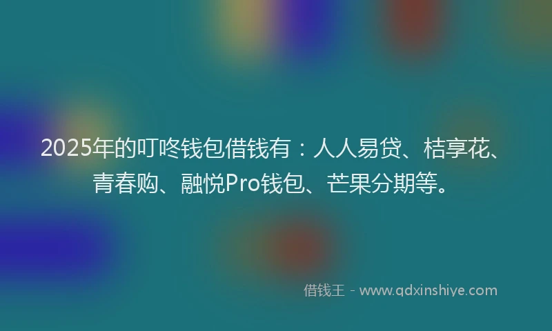 2025年的叮咚钱包借钱有：人人易贷、桔享花、青春购、融悦Pro钱包、芒果分期等。