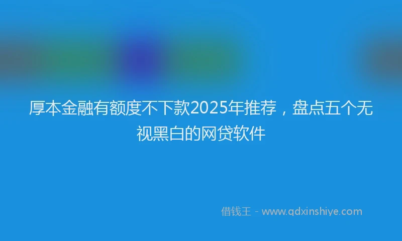 厚本金融有额度不下款2025年推荐，盘点五个无视黑白的网贷软件