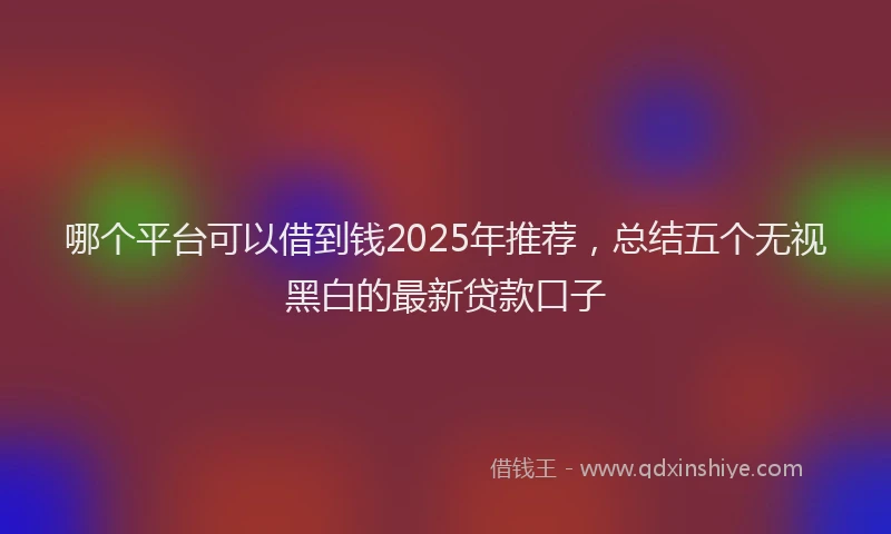 哪个平台可以借到钱2025年推荐，总结五个无视黑白的最新贷款口子