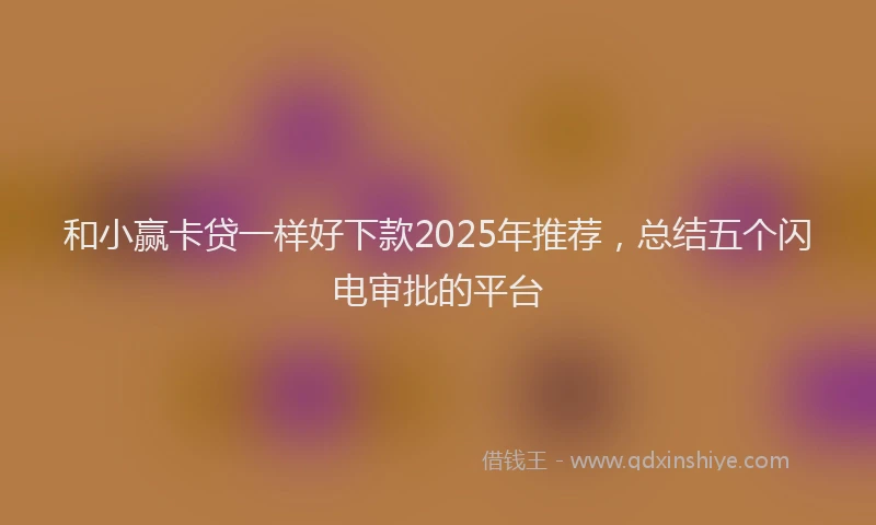 和小赢卡贷一样好下款2025年推荐，总结五个闪电审批的平台