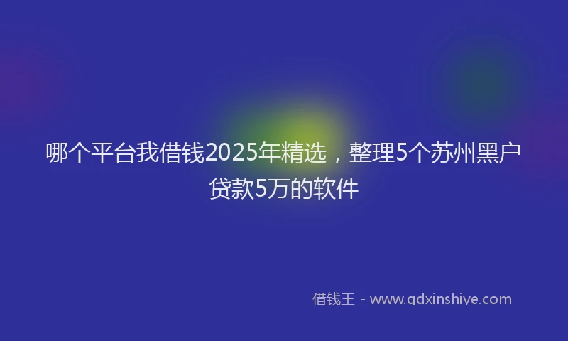 哪个平台我借钱2025年精选，整理5个苏州黑户贷款5万的软件