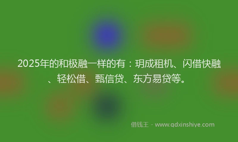 2025年的和极融一样的有：玥成租机、闪借快融、轻松借、甄信贷、东方易贷等。