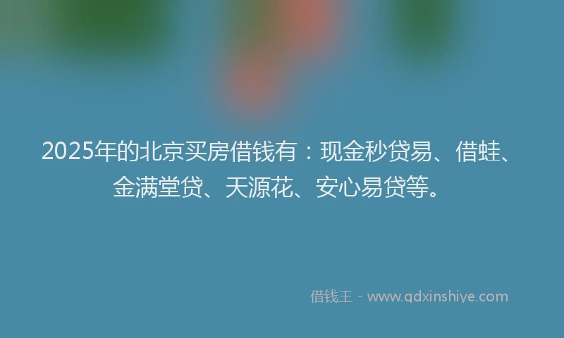 2025年的北京买房借钱有：现金秒贷易、借蛙、金满堂贷、天源花、安心易贷等。
