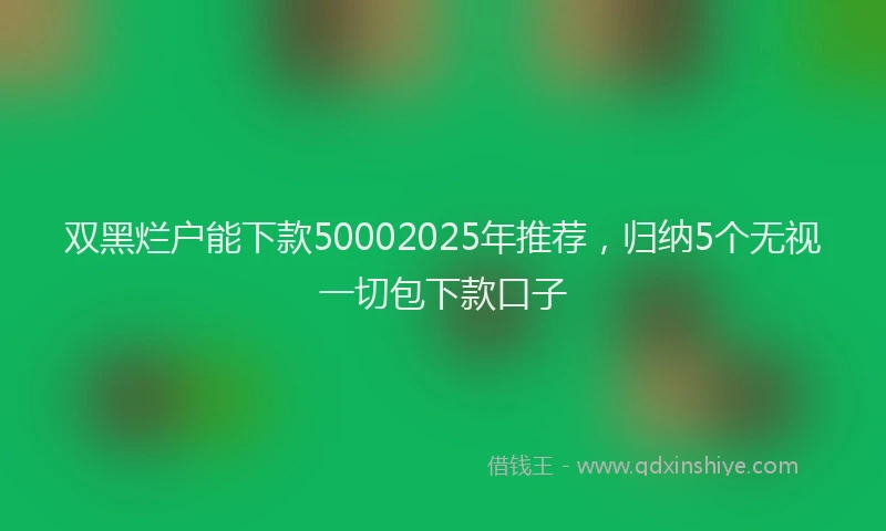双黑烂户能下款50002025年推荐，归纳5个无视一切包下款口子