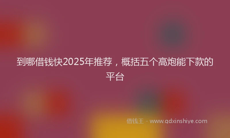 到哪借钱快2025年推荐，概括五个高炮能下款的平台