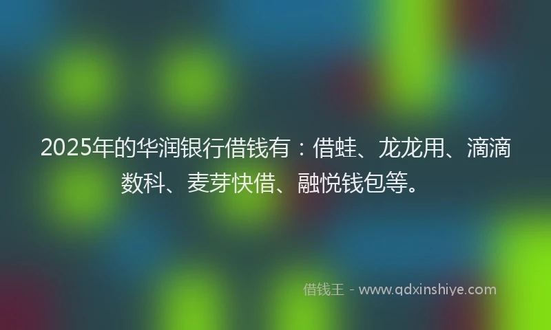 2025年的华润银行借钱有：借蛙、龙龙用、滴滴数科、麦芽快借、融悦钱包等。