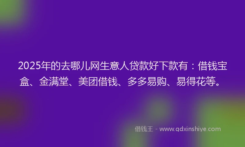 2025年的去哪儿网生意人贷款好下款有：借钱宝盒、金满堂、美团借钱、多多易购、易得花等。