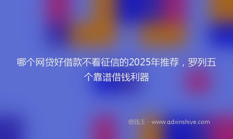 哪个网贷好借款不看征信的2025年推荐，罗列五个靠谱借钱利器